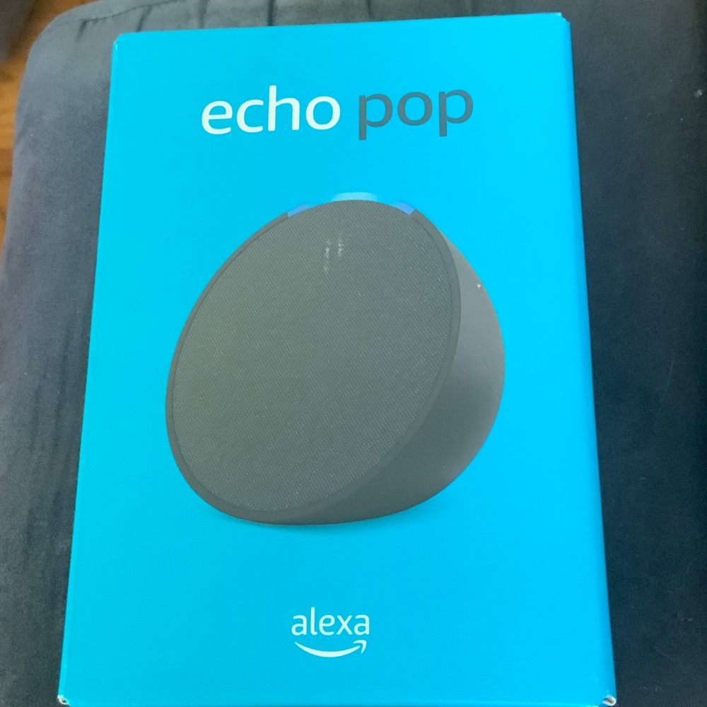 New unopened Amazon Echo Pop Speaker in Black and Blue